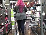 BBW with fat ass thick legs pink hair and boots