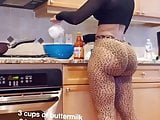 Big booty sister cooking dinner