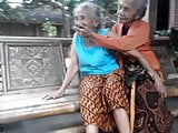 2 Very old grannies kissing